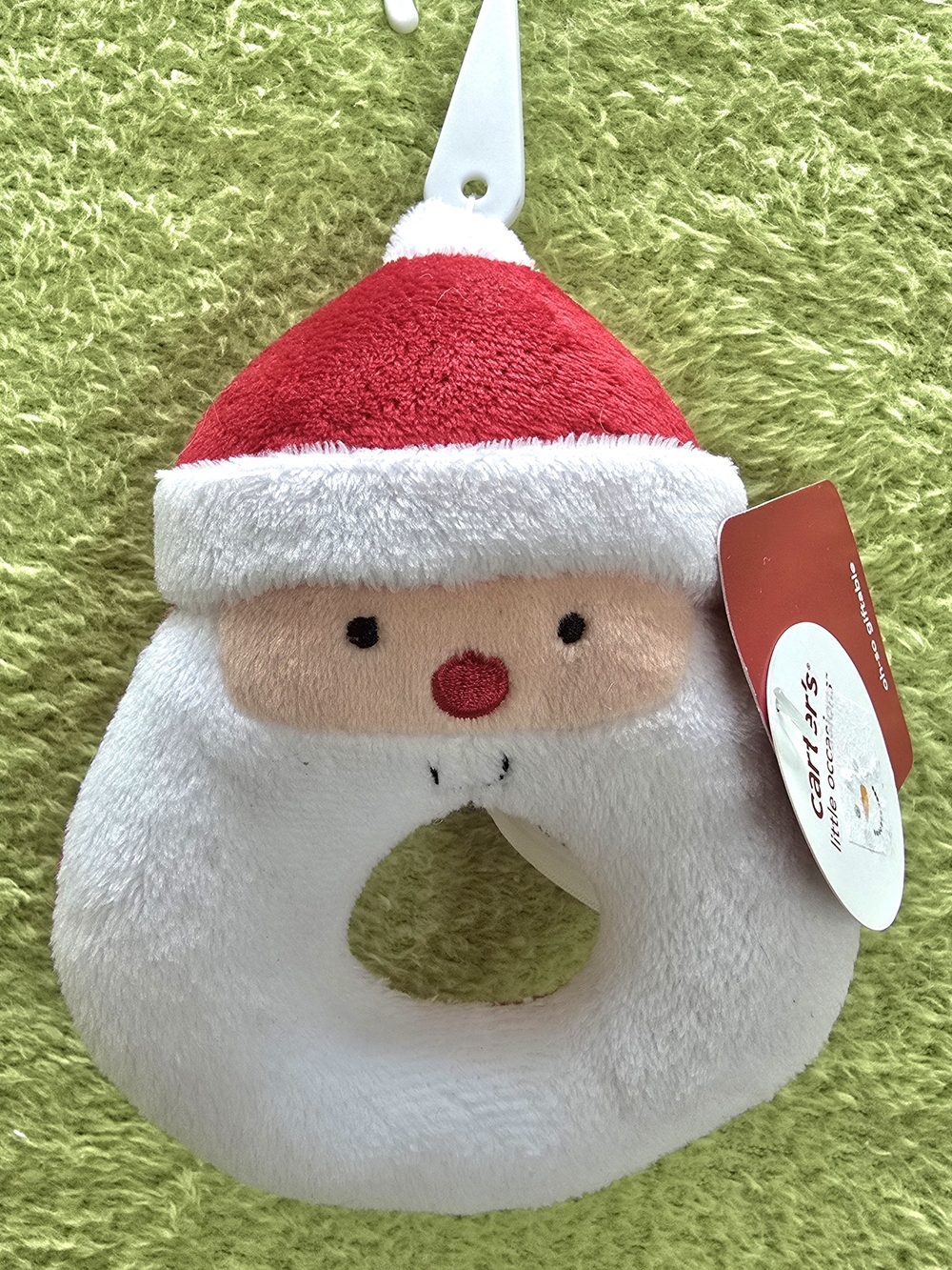 NWT - 5.5 IN - UNISEX - SANTA FACE RATTLE - GRASPING PLUSH TOY (Q2)